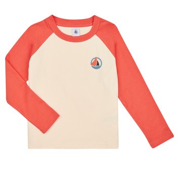 Abbigliamento Bambino T-shirts a maniche lunghe Petit Bateau LOCAS Bianco / Arancio