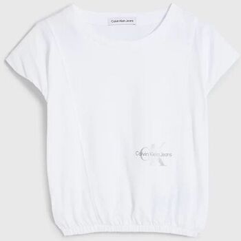 Abbigliamento Bambina T-shirt & Polo Calvin Klein Jeans IG0IG02009 MONOGRAM CAP-YAF BRIGHT WHITE Bianco