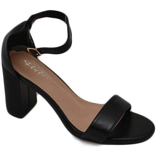 Scarpe Donna Sandali Malu Shoes Sandalo alto donna nero con tacco doppio 8cm cinturino alla cav Nero