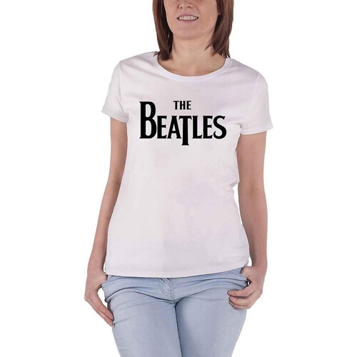 Abbigliamento Donna T-shirts a maniche lunghe The Beatles RO423 Bianco