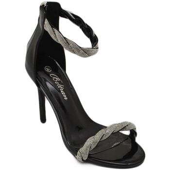 Scarpe Donna Sandali Malu Shoes Sandali gioiello donna nero in vernice treccia di strass sulla Nero