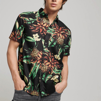 Abbigliamento Uomo Camicie maniche lunghe Superdry Camicia a maniche corte  - Hawaiian Shirt Nero