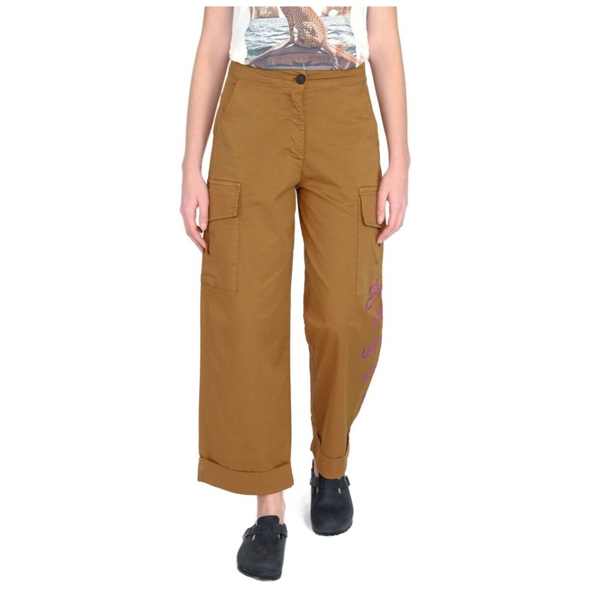 Abbigliamento Donna Jeans Ko Samui Tailors Pantalone Cargo Relief Marrone