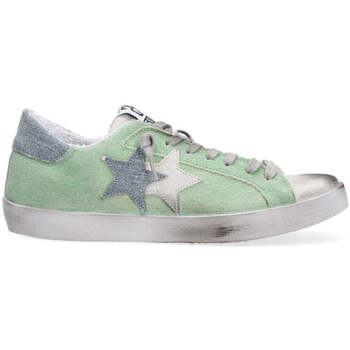 Scarpe Uomo Sneakers basse 2 Stars sneakers canvas verde suede white Verde