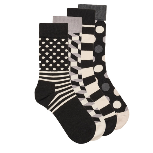 Accessori Calzini alti Happy socks CLASSIC BLACK Nero / Bianco
