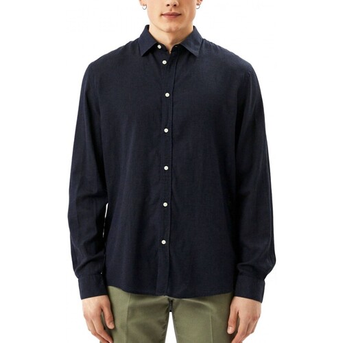 Abbigliamento Uomo T-shirt & Polo Liu Jo Camicia In Lino Regular Fit Longlinen Blu
