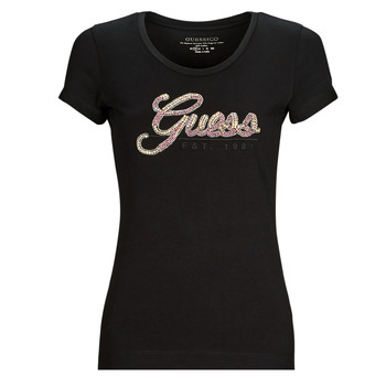Abbigliamento Donna T-shirt maniche corte Guess SS RN GUESS SCRIPT TEE Nero