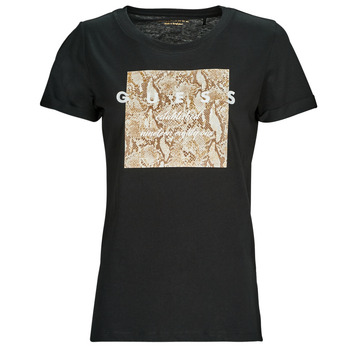 Abbigliamento Donna T-shirt maniche corte Guess SS RN PYTHON TEE Nero