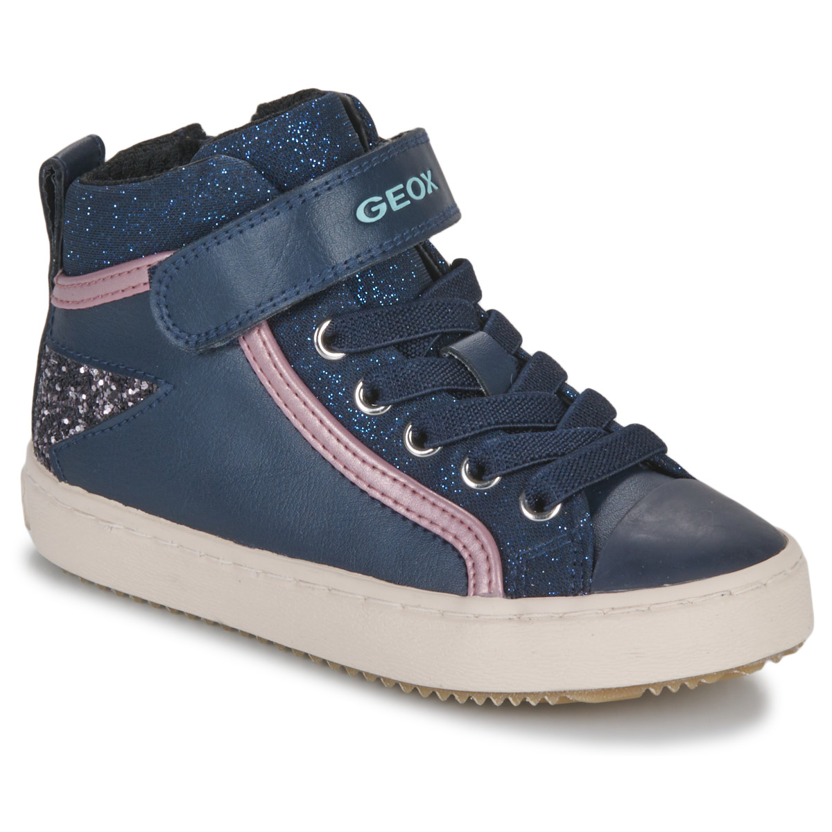 Scarpe Bambina Sneakers alte Geox J KALISPERA GIRL Marine / Rosa