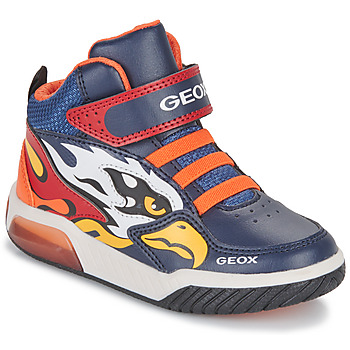 Scarpe Bambino Sneakers alte Geox J INEK BOY B Marine / Arancio