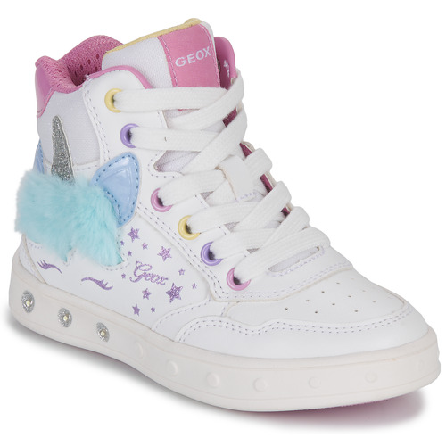 Scarpe Bambina Sneakers alte Geox J SKYLIN GIRL C Bianco / Blu