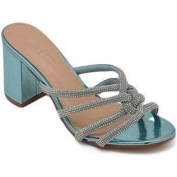 Image of Sandali Malu Shoes Scarpe Sandalo donna in vernice turchese gioiello argento sabot mule a