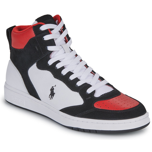 Scarpe Sneakers alte Polo Ralph Lauren POLO COURT HIGH Bianco / Nero / Rosso