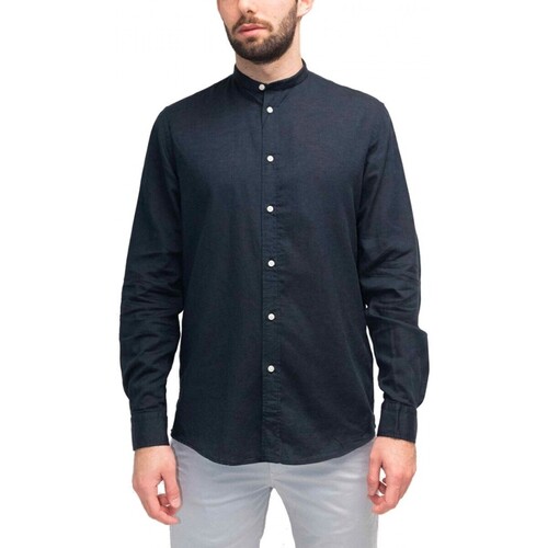 Abbigliamento Uomo T-shirt & Polo Liu Jo Camicia Coreana In Misto Lino Korealinen Blu