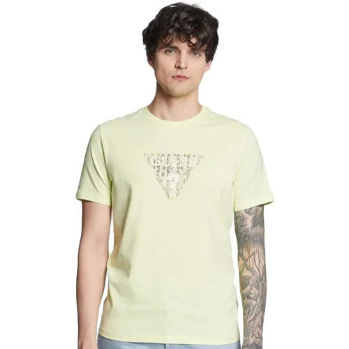 Abbigliamento Uomo T-shirt maniche corte Guess Logo Geo Triangle Giallo
