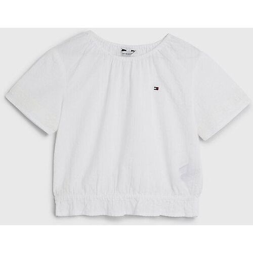 Abbigliamento Bambina Top / T-shirt senza maniche Tommy Hilfiger KG0KG07235 SEETSUCKER-YBR WHITE Bianco