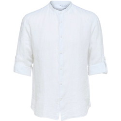 Abbigliamento Uomo Camicie maniche lunghe Selected Regkylian-Linen - Bright White Bianco