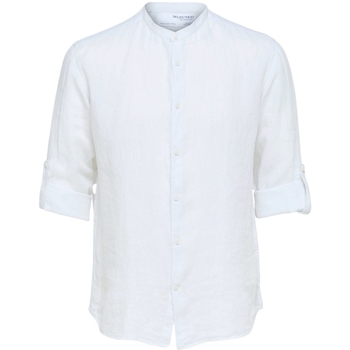 Abbigliamento Uomo Camicie maniche lunghe Selected Regkylian-Linen - Bright White Bianco