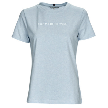 Abbigliamento Donna T-shirt maniche corte Tommy Hilfiger REG FROSTED CORP LOGO C-NK SS Blu / Cielo