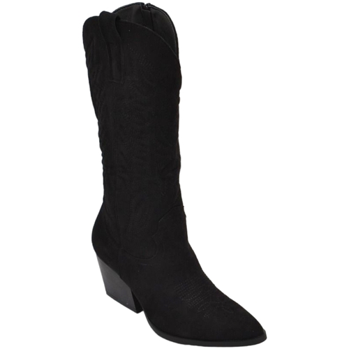 Scarpe Donna Stivali Malu Shoes Camperos donna stivali texani nero in camoscio con tacco 5 cm t Nero