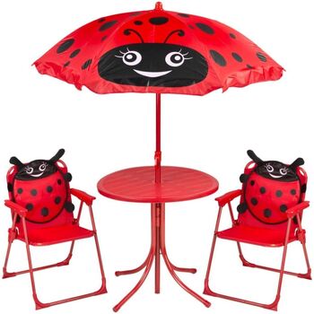 Casa Salone da giardino Strend Pro Set1 tavolino con ombrellone, 2 sedie Rosso
