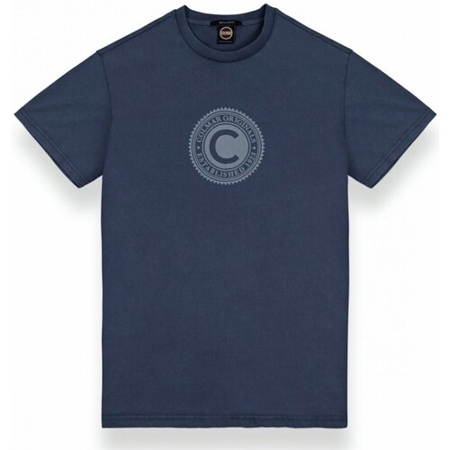 Abbigliamento Uomo T-shirt & Polo Colmar T-shirt Effetto Used Con Stampa Al Petto Blu