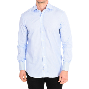 Abbigliamento Uomo Camicie maniche lunghe CafÃ© Coton ALCAZAR3-55DC Blu