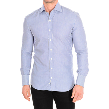 Abbigliamento Uomo Camicie maniche lunghe CafÃ© Coton BIGARADE05-SLIM-55DC Blu