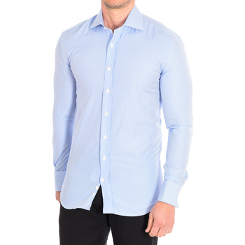Abbigliamento Uomo Camicie maniche lunghe CafÃ© Coton DANIELLE3-SLIM-55DCS Blu