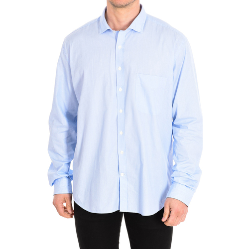 Abbigliamento Uomo Camicie maniche lunghe CafÃ© Coton MILLERAIES3-66HLSSLIM Blu