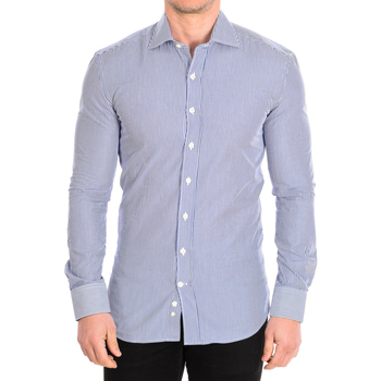 Abbigliamento Uomo Camicie maniche lunghe CafÃ© Coton ORLANDO4-SLIM-33LS Blu