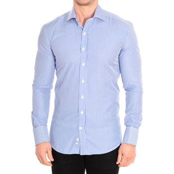 Abbigliamento Uomo Camicie maniche lunghe CafÃ© Coton ORLANDO4-SLIM-G-55DC Blu
