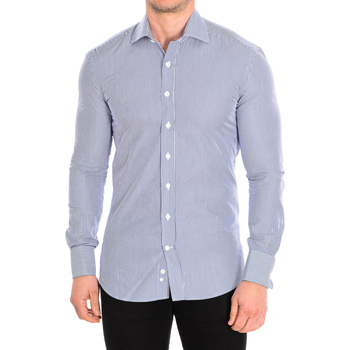 Abbigliamento Uomo Camicie maniche lunghe CafÃ© Coton THYM5-SLIM-55DCS Blu