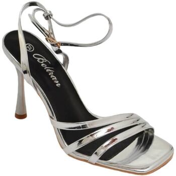 Image of Sandali Malu Shoes Scarpe Sandali tacco donna fascette lucide argento e cinturino alla ca