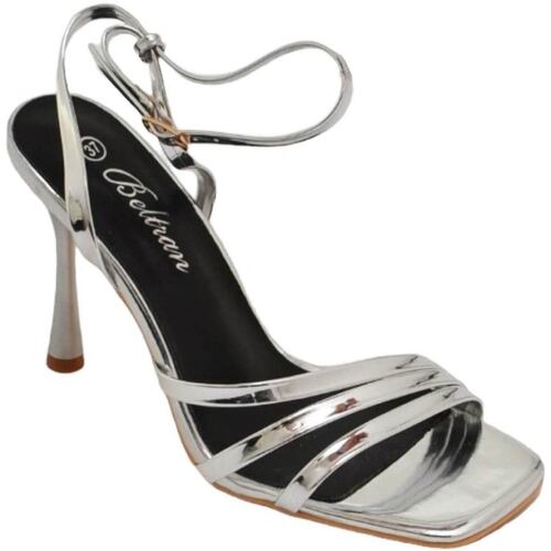 Scarpe Donna Sandali Malu Shoes Sandali tacco donna fascette lucide argento e cinturino alla ca Multicolore