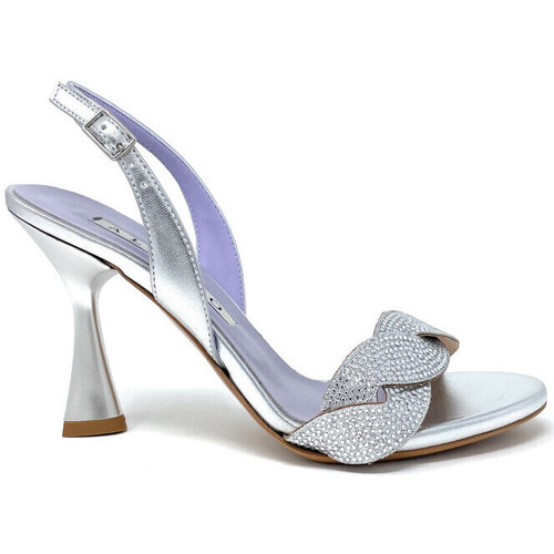 Scarpe Donna Sandali Albano sandalo argento con fascia strass intrecciata 3315 Argento