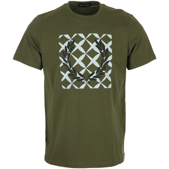 Abbigliamento Uomo T-shirt maniche corte Fred Perry Cross Stitch Printed T-Shirt Verde