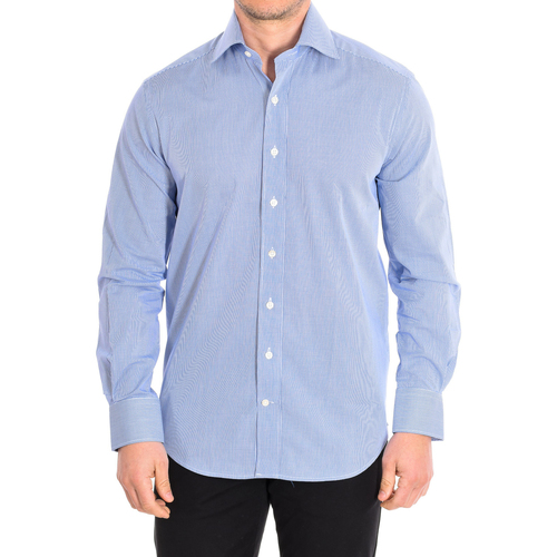 Abbigliamento Uomo Camicie maniche lunghe CafÃ© Coton MICROVICHY4-33LS Blu