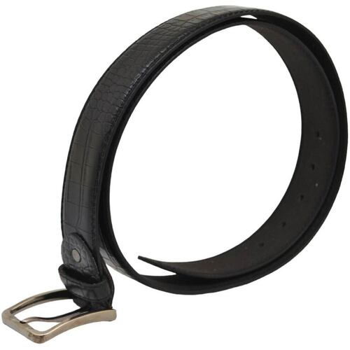 Accessori Uomo Cinture Malu Shoes Cintura uomo vera pelle nera con stampa coccodrillo doppia cuci Nero
