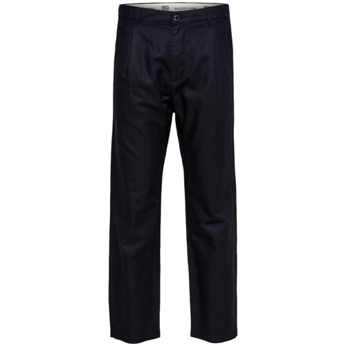 Abbigliamento Uomo Pantaloni Selected Relaxed Jones Linen - Black Nero