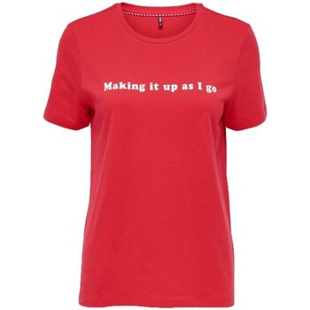 Only T-Shirt Donna Statement Rosso