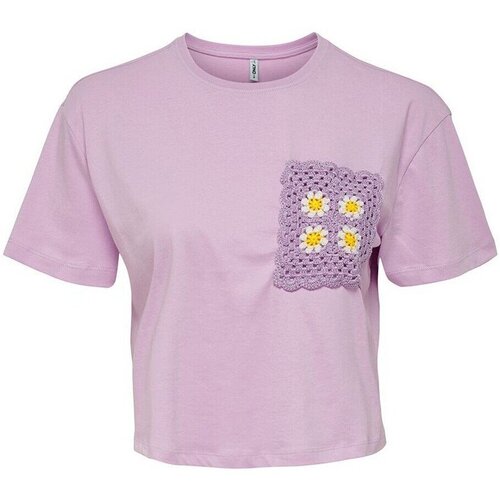 Abbigliamento Donna T-shirt maniche corte Only T-shirt Donna Cropped Woodstock Rosa
