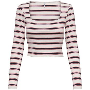 Abbigliamento Donna T-shirts a maniche lunghe Only T-Shirt Donna Squareneck Stripe Bianco