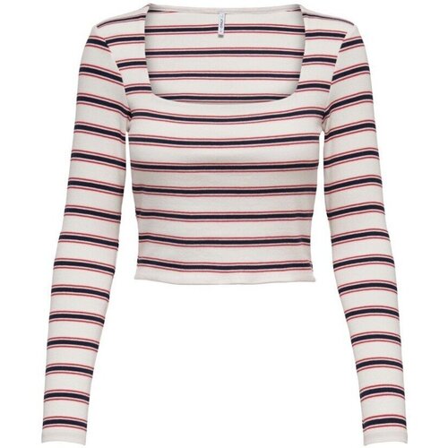 Abbigliamento Donna T-shirts a maniche lunghe Only T-Shirt Donna Squareneck Stripe Bianco