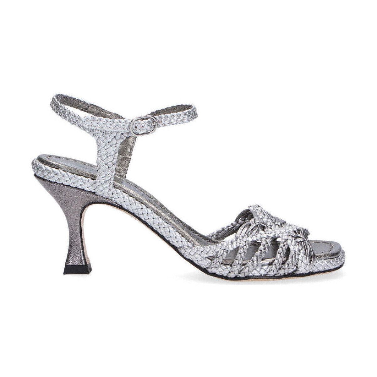Scarpe Donna Sandali Pon´s Quintana sandalo in pelle intrecciata argento Argento
