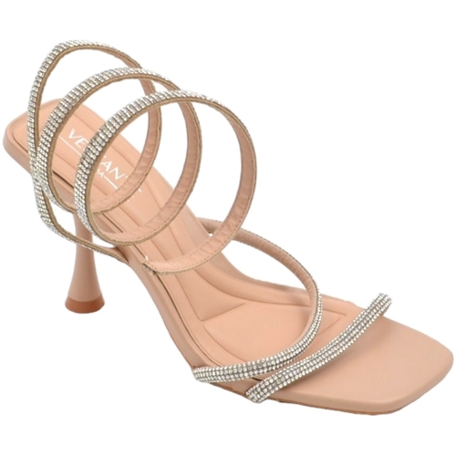 Scarpe Donna Sandali Malu Shoes Sandalo alto donna beige con strass tacco a clessidra 10 cm cin Beige
