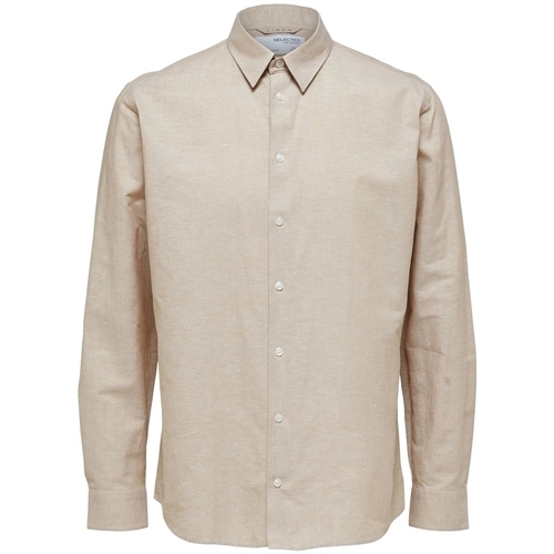 Abbigliamento Uomo Camicie maniche lunghe Selected Regnew-Linen - Kelp Beige