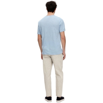 Selected T-Shirt Bet Linen - Cashmere Blue Blu
