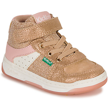 Scarpe Bambina Sneakers alte Kickers KICKALIEN Beige / Rosa / Glitter