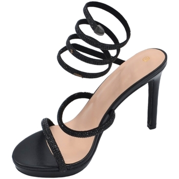 Scarpe Donna Sandali Malu Shoes Sandali donna gioiello nero tacco 12 cm e plateau serpente rigi Nero